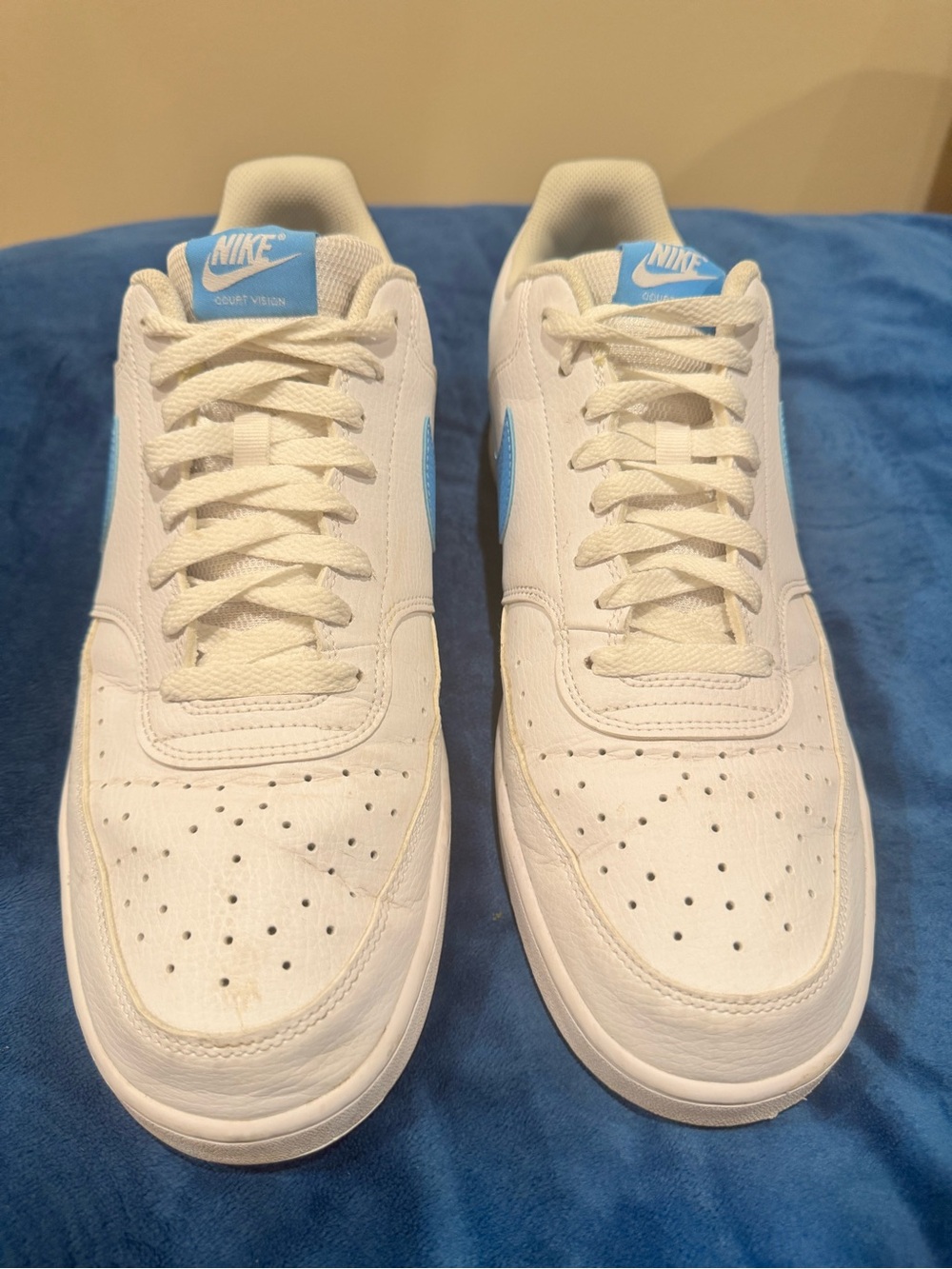 Nike Court Vision Low White Blue Men’s Size 13 HJ9105-100